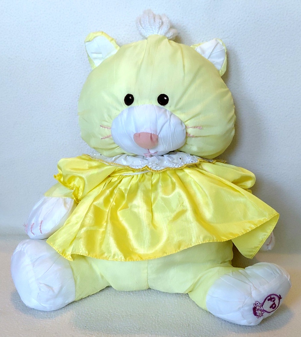 1986 Vintage Fisher-Price Puffalump Yellow Cat With Dress 15" Plush